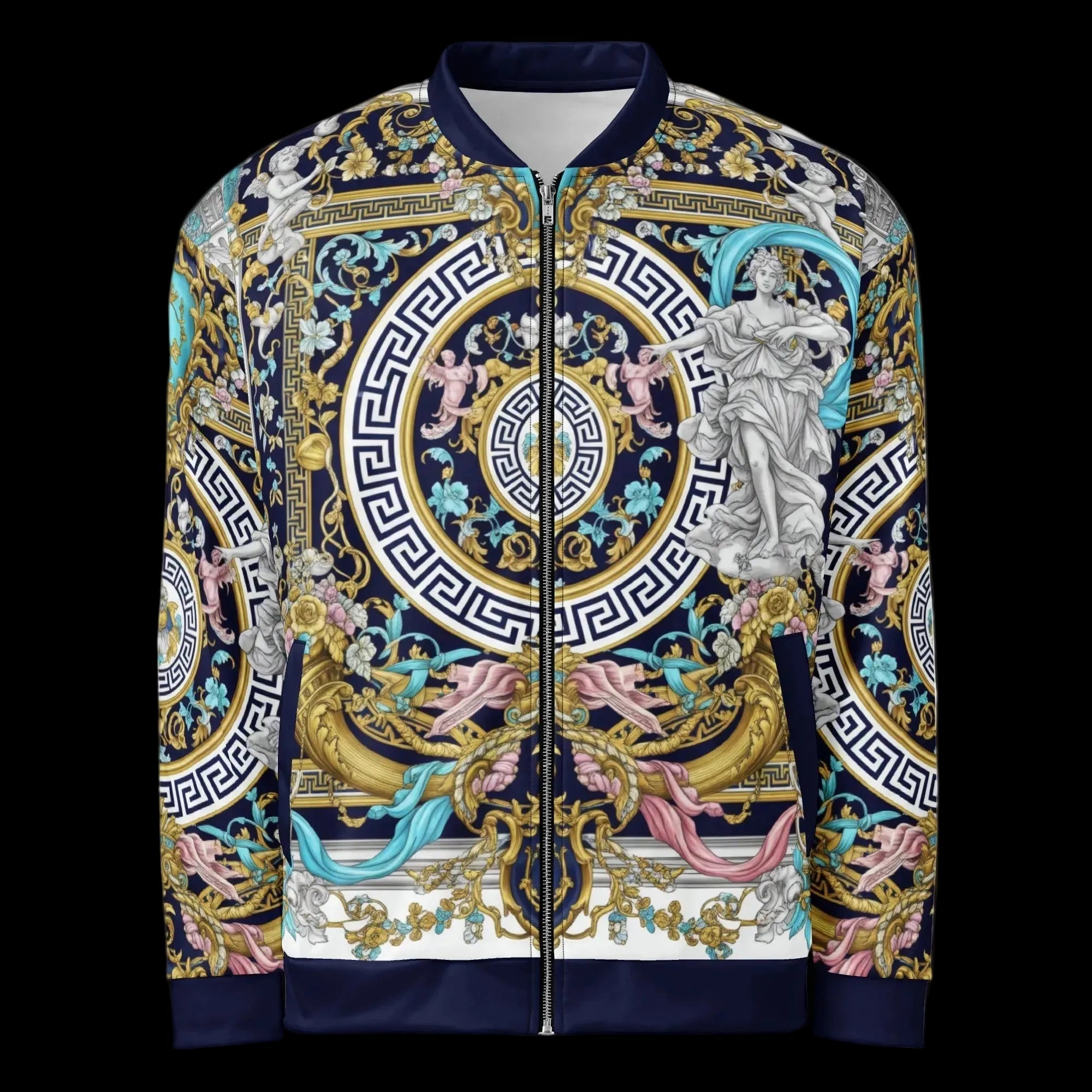 Hieme Fashion Unique Luxury Aqua Baroque Gold Accent Designer Apparel Front View