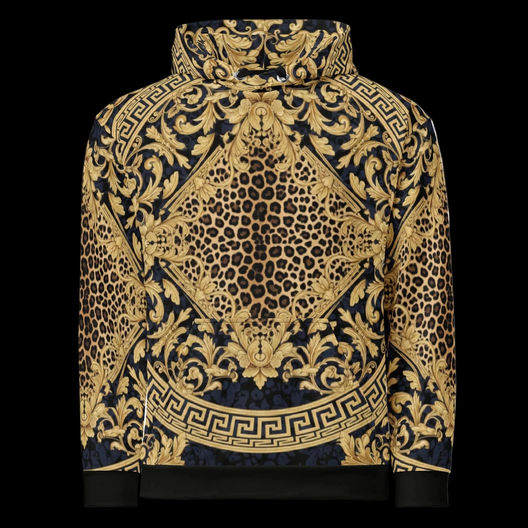Hieme Fashion Unique Luxury Baroque Heavyweight Designer Cotton Hoodie Front View