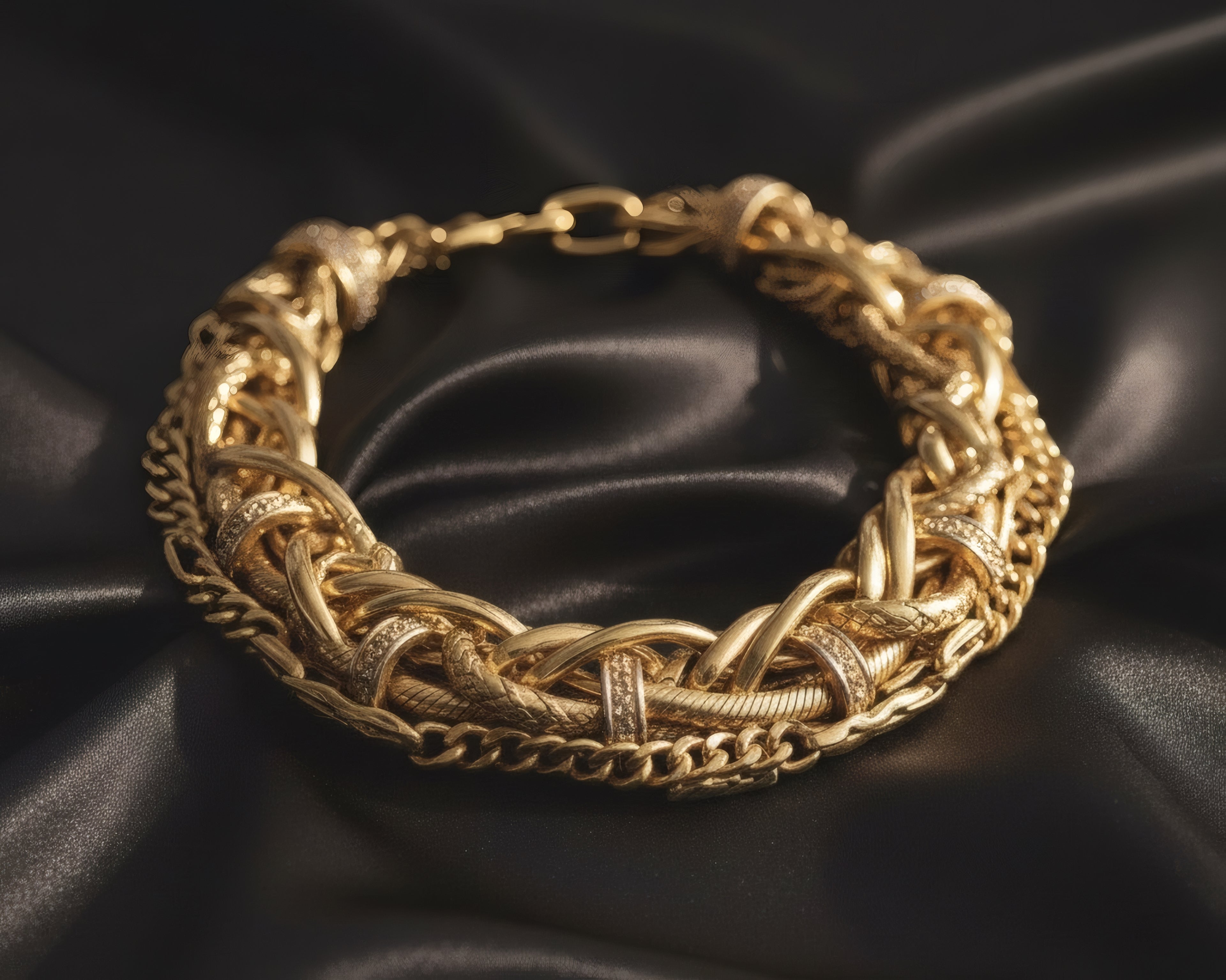 HIEME Fashion Snake 18K Pure Gold Bracelet