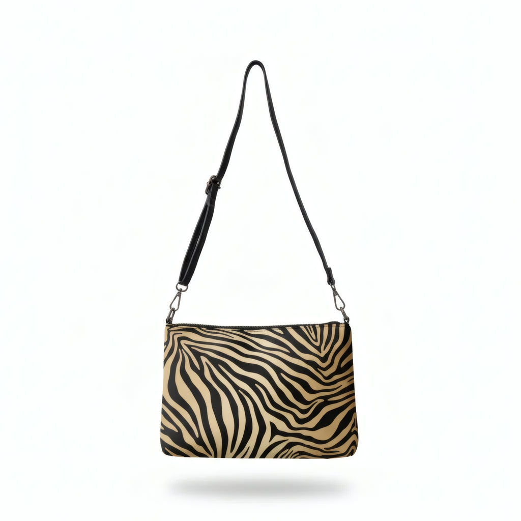 Hieme Fashion Gold Love Zebra Faux Leather Crossbody Bag